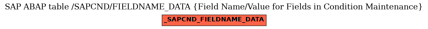 E-R Diagram for table /SAPCND/FIELDNAME_DATA (Field Name/Value for Fields in Condition Maintenance)