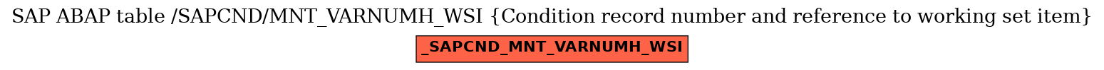 E-R Diagram for table /SAPCND/MNT_VARNUMH_WSI (Condition record number and reference to working set item)