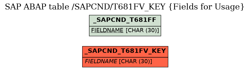 E-R Diagram for table /SAPCND/T681FV_KEY (Fields for Usage)