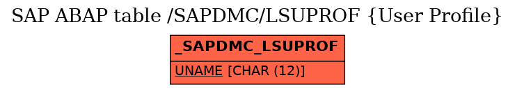 E-R Diagram for table /SAPDMC/LSUPROF (User Profile)