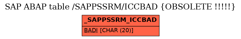 E-R Diagram for table /SAPPSSRM/ICCBAD (OBSOLETE !!!!!)