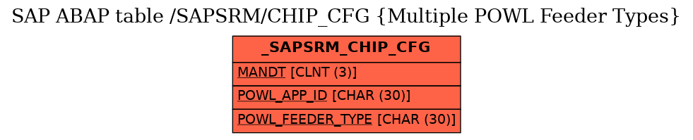 E-R Diagram for table /SAPSRM/CHIP_CFG (Multiple POWL Feeder Types)