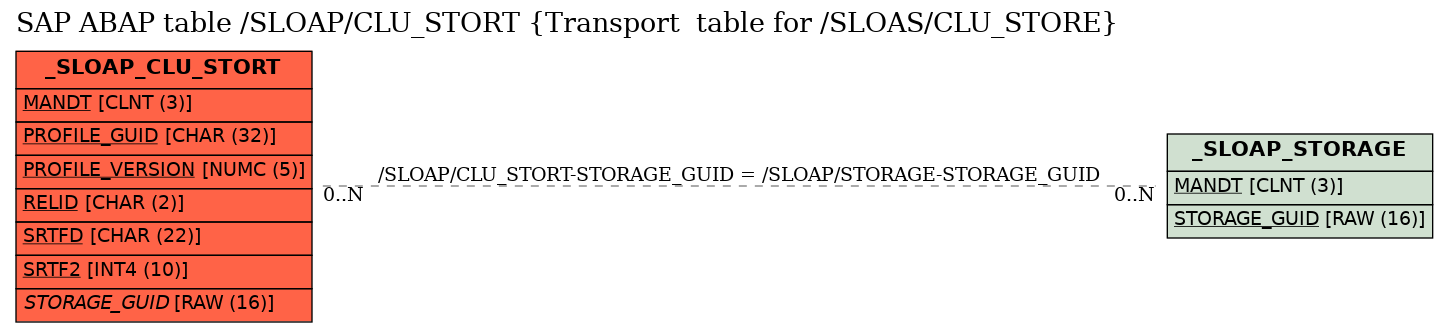 E-R Diagram for table /SLOAP/CLU_STORT (Transport  table for /SLOAS/CLU_STORE)