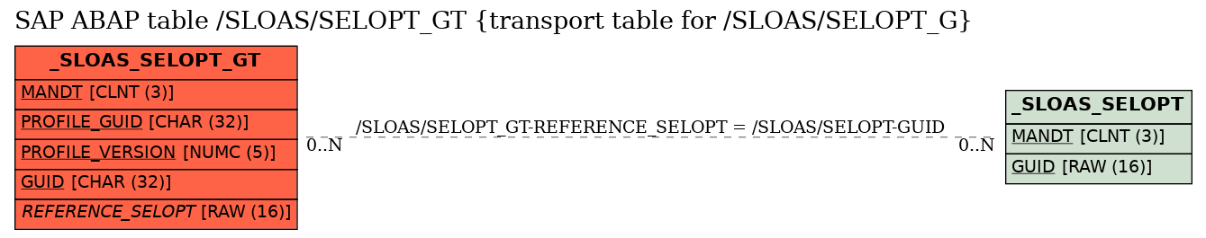 E-R Diagram for table /SLOAS/SELOPT_GT (transport table for /SLOAS/SELOPT_G)