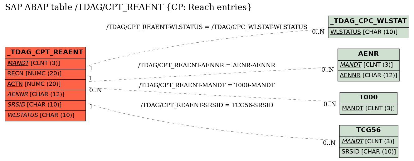 E-R Diagram for table /TDAG/CPT_REAENT (CP: Reach entries)