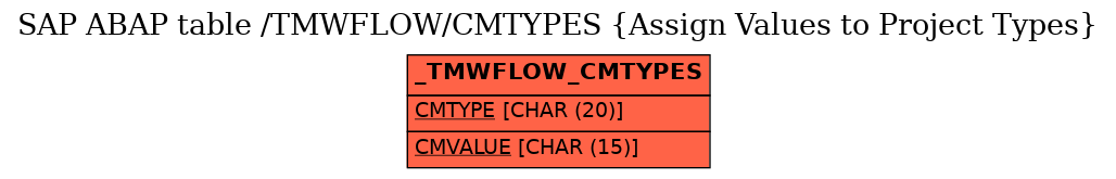 E-R Diagram for table /TMWFLOW/CMTYPES (Assign Values to Project Types)