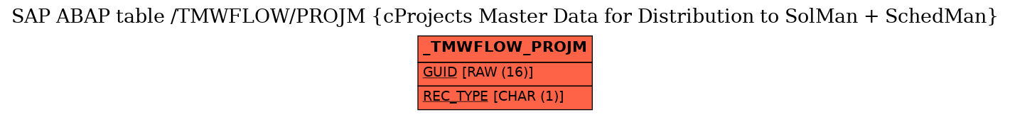 E-R Diagram for table /TMWFLOW/PROJM (cProjects Master Data for Distribution to SolMan + SchedMan)