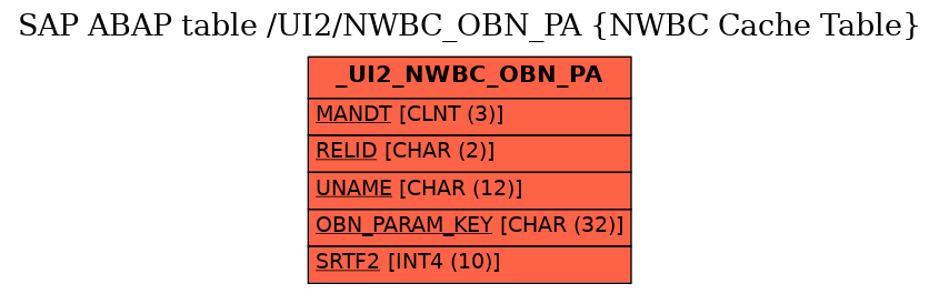 E-R Diagram for table /UI2/NWBC_OBN_PA (NWBC Cache Table)