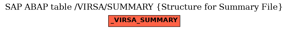 E-R Diagram for table /VIRSA/SUMMARY (Structure for Summary File)