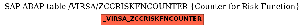 E-R Diagram for table /VIRSA/ZCCRISKFNCOUNTER (Counter for Risk Function)