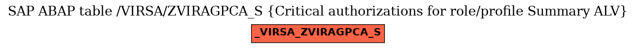 E-R Diagram for table /VIRSA/ZVIRAGPCA_S (Critical authorizations for role/profile Summary ALV)