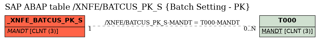 E-R Diagram for table /XNFE/BATCUS_PK_S (Batch Setting - PK)