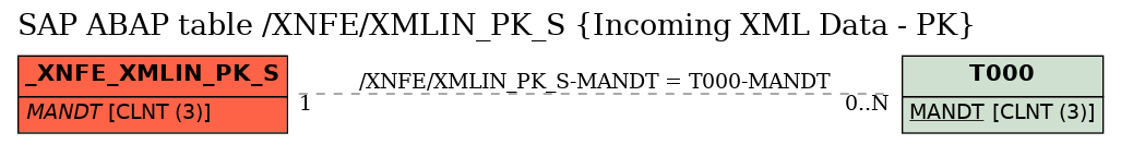E-R Diagram for table /XNFE/XMLIN_PK_S (Incoming XML Data - PK)
