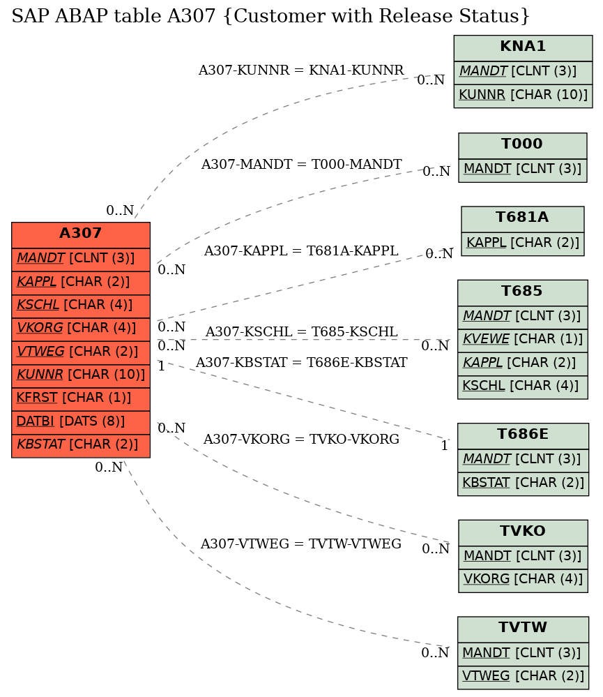 E-R Diagram for table A307 (Customer with Release Status)