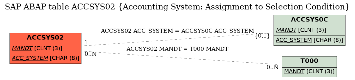 E-R Diagram for table ACCSYS02 (Accounting System: Assignment to Selection Condition)