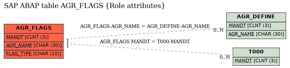 E-R Diagram for table AGR_FLAGS (Role attributes)