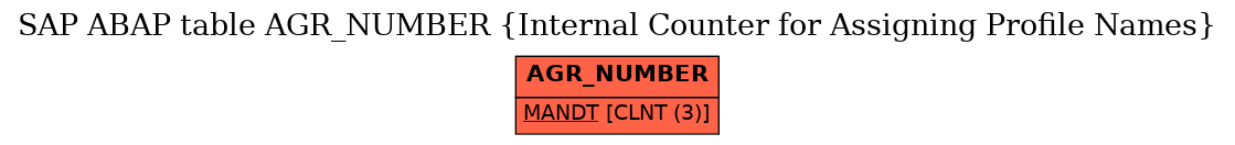 E-R Diagram for table AGR_NUMBER (Internal Counter for Assigning Profile Names)