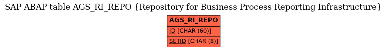 E-R Diagram for table AGS_RI_REPO (Repository for Business Process Reporting Infrastructure)