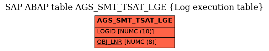 E-R Diagram for table AGS_SMT_TSAT_LGE (Log execution table)