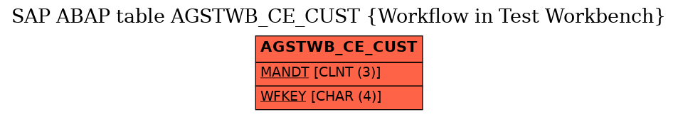 E-R Diagram for table AGSTWB_CE_CUST (Workflow in Test Workbench)