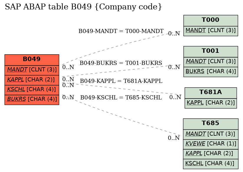 E-R Diagram for table B049 (Company code)