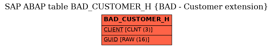 E-R Diagram for table BAD_CUSTOMER_H (BAD - Customer extension)