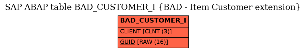 E-R Diagram for table BAD_CUSTOMER_I (BAD - Item Customer extension)