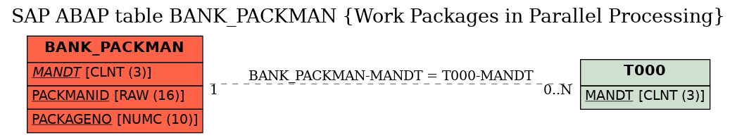 E-R Diagram for table BANK_PACKMAN (Work Packages in Parallel Processing)