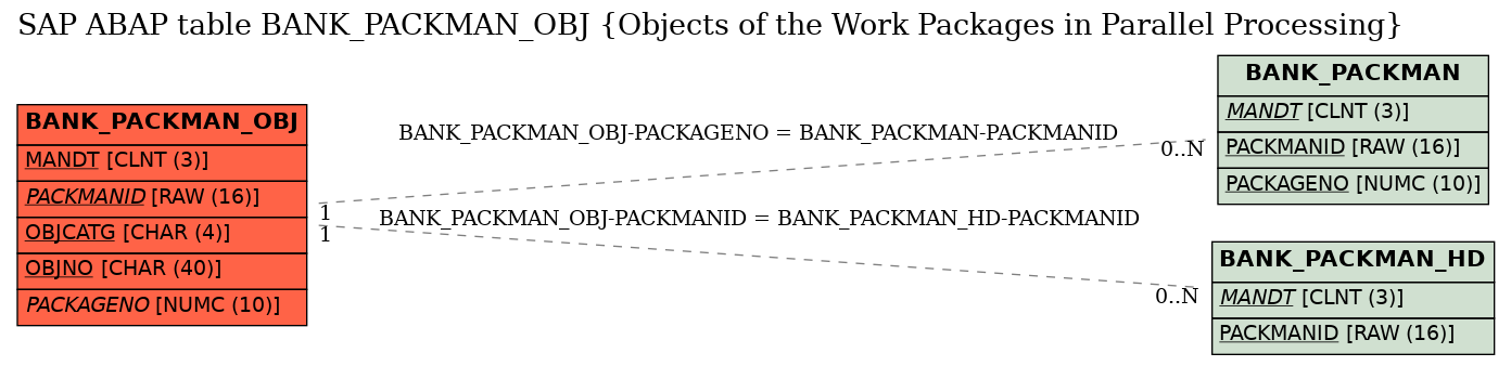 E-R Diagram for table BANK_PACKMAN_OBJ (Objects of the Work Packages in Parallel Processing)