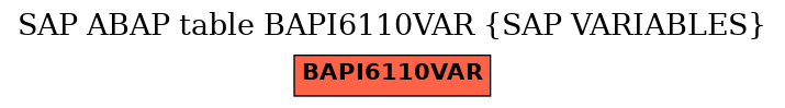 E-R Diagram for table BAPI6110VAR (SAP VARIABLES)