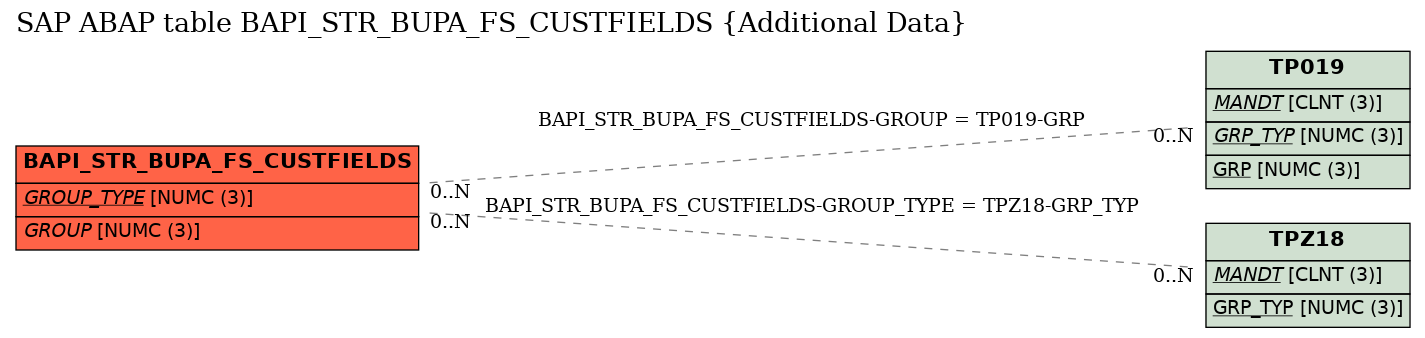 E-R Diagram for table BAPI_STR_BUPA_FS_CUSTFIELDS (Additional Data)