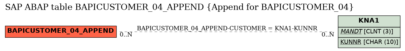 E-R Diagram for table BAPICUSTOMER_04_APPEND (Append for BAPICUSTOMER_04)