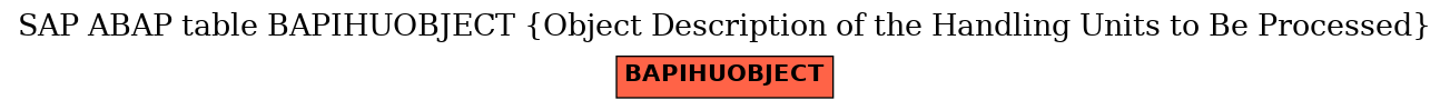 E-R Diagram for table BAPIHUOBJECT (Object Description of the Handling Units to Be Processed)