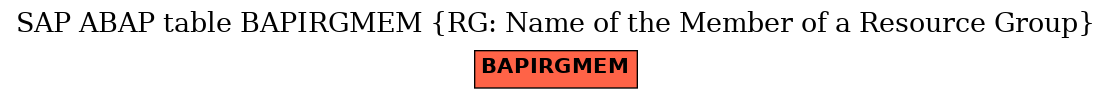 E-R Diagram for table BAPIRGMEM (RG: Name of the Member of a Resource Group)