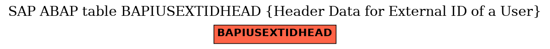 E-R Diagram for table BAPIUSEXTIDHEAD (Header Data for External ID of a User)