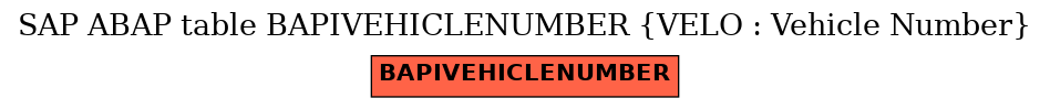 E-R Diagram for table BAPIVEHICLENUMBER (VELO : Vehicle Number)