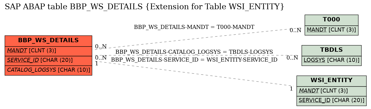E-R Diagram for table BBP_WS_DETAILS (Extension for Table WSI_ENTITY)