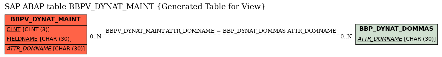 E-R Diagram for table BBPV_DYNAT_MAINT (Generated Table for View)