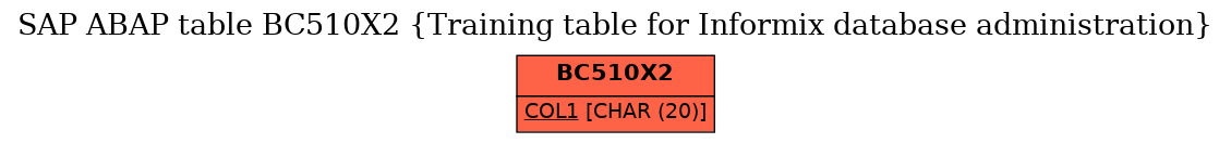 E-R Diagram for table BC510X2 (Training table for Informix database administration)