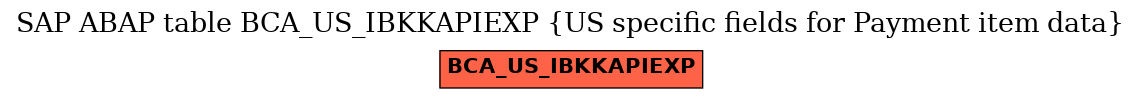 E-R Diagram for table BCA_US_IBKKAPIEXP (US specific fields for Payment item data)