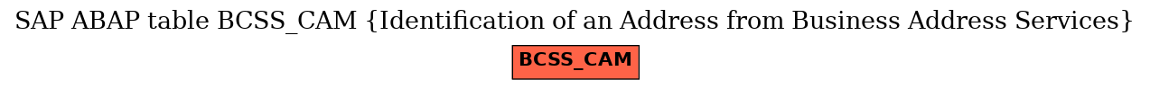 E-R Diagram for table BCSS_CAM (Identification of an Address from Business Address Services)