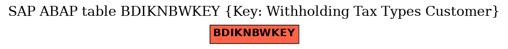 E-R Diagram for table BDIKNBWKEY (Key: Withholding Tax Types Customer)