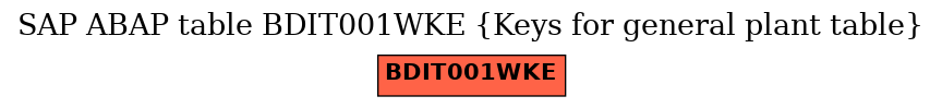 E-R Diagram for table BDIT001WKE (Keys for general plant table)