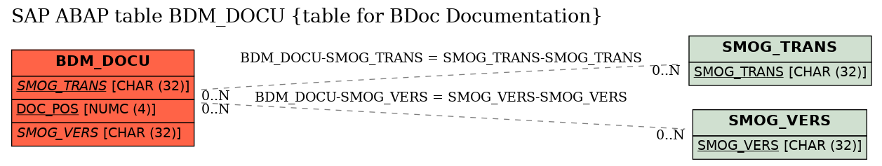 E-R Diagram for table BDM_DOCU (table for BDoc Documentation)