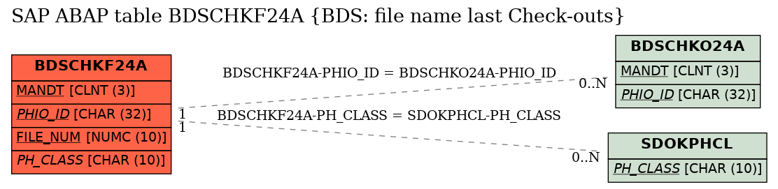 E-R Diagram for table BDSCHKF24A (BDS: file name last Check-outs)