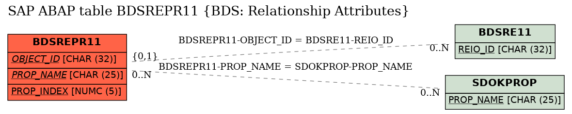 E-R Diagram for table BDSREPR11 (BDS: Relationship Attributes)