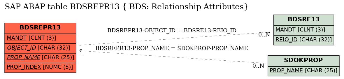 E-R Diagram for table BDSREPR13 ( BDS: Relationship Attributes)