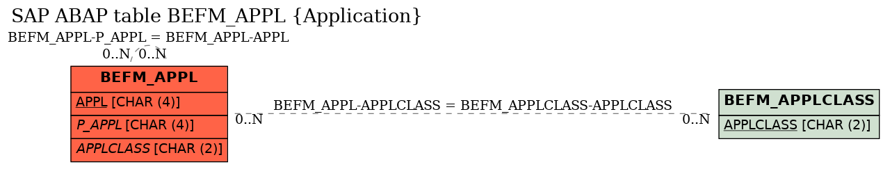 E-R Diagram for table BEFM_APPL (Application)