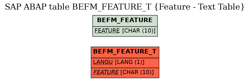 E-R Diagram for table BEFM_FEATURE_T (Feature - Text Table)