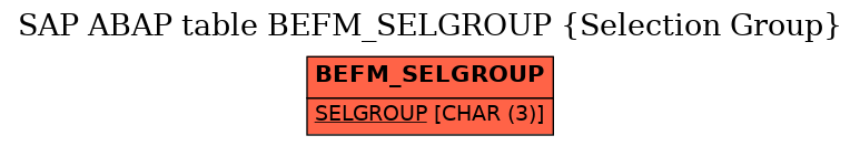 E-R Diagram for table BEFM_SELGROUP (Selection Group)